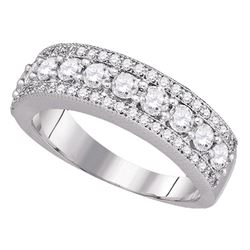 1 CTW Round Pave-set Diamond Symmetrical Parallel Ring 14kt White Gold - REF-90R3H