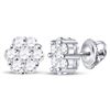 Image 1 : 3/4 CTW Round Diamond Flower Cluster Earrings 14kt White Gold - REF-51M3A