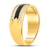 Image 3 : 1/4 CTW Mens Round Diamond Double Row Black Textured Wedding Ring 14kt Yellow Gold - REF-43H5W