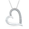 Image 1 : 1/10 CTW Round Diamond Heart Outline Pendant 10kt White Gold - REF-9A6N