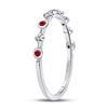 Image 3 : 1/12 CTW Round Ruby Dot Flower Stackable Ring 10kt White Gold - REF-7M5A