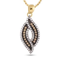 1/3 CTW Round Brown Diamond Fashion Pendant 10kt Yellow Gold - REF-16Y8X
