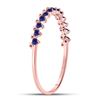 Image 3 : 1/8 CTW Round Blue Sapphire Single Row Stackable Ring 10kt Rose Gold - REF-8K4R