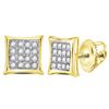 Image 1 : 1/10 CTW Round Diamond Square Kite Cluster Stud Earrings 10kt Yellow Gold - REF-7X5T