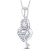 Image 2 : 1/10 CTW Round Diamond Heart Lock Key Dangle Pendant 10kt White Gold - REF-8R4H