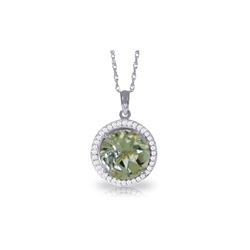 Genuine 5.2 ctw Green Amethyst & Diamond Necklace 14KT White Gold - REF-70H6X