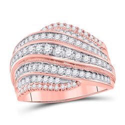 1 CTW Round Diamond Fashion Ring 14kt Two-tone Gold - REF-101W9F