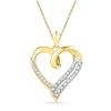 Image 1 : 1/10 CTW Round Diamond Heart Outline Pendant 10kt Yellow Gold - REF-15Y5X