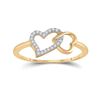 Image 1 : 1/20 CTW Round Diamond Double Heart Ring 10kt Yellow Gold - REF-7A5N