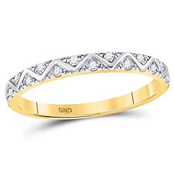1/10 CTW Round Diamond Zigzag Stackable Ring 10kt Yellow Gold - REF-14Y4X