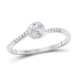 1/10 CTW Round Diamond Solitaire Promise Bridal Ring 10kt White Gold - REF-9N3Y