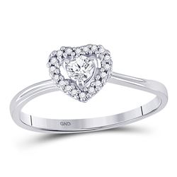 1/4 CTW Round Diamond Heart Promise Bridal Ring 10kt White Gold - REF-21R5H