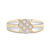 Image 2 : 1/8 CTW Mens Round Diamond Wedding Ring 10kt Two-tone Gold - REF-15N5Y