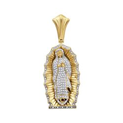 1 CTW Mens Round Diamond Guadalupe Mary Charm Pendant 10kt Yellow Gold - REF-95W9F