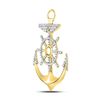 Image 2 : 1 & 1/5 CTW Mens Round Diamond Anchor Wheel Nautical Charm Pendant 10kt Yellow Gold - REF-83K9R