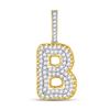 Image 1 : 1 & 3/8 CTW Mens Round Diamond B Letter Charm Pendant 10kt Yellow Gold - REF-73H5W
