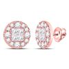Image 1 : 1/2 CTW Princess Diamond Cluster Earrings 14kt Rose Gold - REF-39A6N
