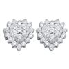Image 1 : 1/4 CTW Round Diamond Heart Cluster Screwback Earrings 10kt White Gold - REF-11K9R