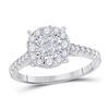 Image 1 : 3/4 CTW Princess Diamond Cluster Bridal Wedding Engagement Ring 14kt White Gold - REF-63T3K