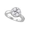 Image 1 : 1 CTW Round Diamond Cluster Bridal Wedding Engagement Ring 14kt White Gold - REF-107T9K