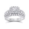 Image 1 : 1 & 1/3 CTW Princess Diamond Princess EGL Bridal Wedding Engagement Ring 14kt White Gold - REF-132K3