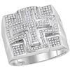 Image 1 : 1/2 CTW Mens Round Diamond Domed Cross Cluster Ring 10kt White Gold - REF-57Y5X