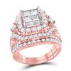 Image 1 : 3 & 1/3 CTW Princess Diamond Cluster Bridal Wedding Engagement Ring 14kt Rose Gold - REF-269F9M