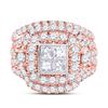 Image 2 : 3 & 1/3 CTW Princess Diamond Cluster Bridal Wedding Engagement Ring 14kt Rose Gold - REF-269F9M