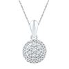 Image 1 : 1/4 CTW Round Diamond Halo Flower Cluster Pendant 10kt White Gold - REF-15W5F
