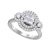 Image 1 : 7/8 CTW Princess Diamond Circle Cluster Ring 14kt White Gold - REF-86X4T
