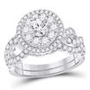 Image 1 : 2 CTW Round Diamond Bridal Wedding Engagement Ring 14kt White Gold - REF-251W9F