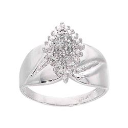 1/8 CTW Round Diamond Cluster Ring 10kt White Gold - REF-18T3K