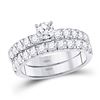 Image 1 : 1 & 1/3 CTW Round Diamond Bridal Wedding Engagement Ring 14kt White Gold - REF-143M9A