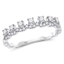 1/3 CTW Round Diamond Stackable Ring 10kt White Gold - REF-24H3W