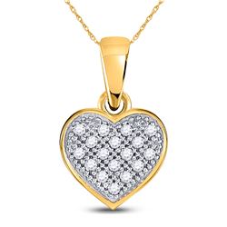 1/20 CTW Round Diamond Simple Heart Cluster Pendant 10kt Yellow Gold - REF-4K8R