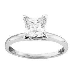 1 CTW Princess Diamond Solitaire Bridal Wedding Engagement Ring 14kt White Gold - REF-215K9R