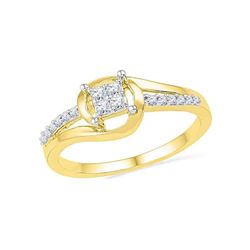 1/6 CTW Round Diamond Square Cluster Bridal Wedding Engagement Ring 10kt Yellow Gold - REF-15W5F