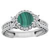 Image 1 : 1.46 CTW Malachite & Diamond Ring 14K White Gold - REF-76X9M