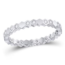 1/5 CTW Round Diamond Machine-Set Ring 14kt White Gold - REF-21W5F