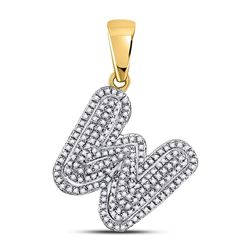 1/2 CTW Mens Round Diamond Letter W Bubble Initial Charm Pendant 10kt Yellow Gold - REF-33K3R