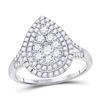 Image 1 : 1 CTW Round Diamond Fashion Pear Cluster Ring 14kt White Gold - REF-77Y9X