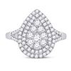 Image 2 : 1 CTW Round Diamond Fashion Pear Cluster Ring 14kt White Gold - REF-77Y9X