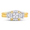 Image 2 : 3/8 CTW Round Diamond Square Bridal Wedding Engagement Ring 10kt Yellow Gold - REF-39F3M