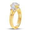 Image 3 : 3/8 CTW Round Diamond Square Bridal Wedding Engagement Ring 10kt Yellow Gold - REF-39F3M