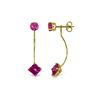 Image 1 : Genuine 4.15 ctw Pink Topaz Earrings 14KT Yellow Gold - REF-32N8R