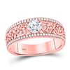 Image 1 : 3/4 CTW Round Diamond Solitaire Floral Bridal Wedding Engagement Ring 14kt Rose Gold - REF-147N6Y