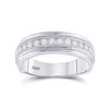 Image 1 : 1/2 CTW Mens Round Diamond Wedding Single Row Ring 10kt White Gold - REF-54H3W