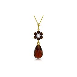 Genuine 2.78 ctw Garnet & Diamond Necklace 14KT Yellow Gold - REF-31N2R