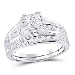 1 CTW Princess Diamond Bridal Wedding Engagement Ring 14kt White Gold - REF-83F9M