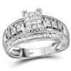 Image 1 : 1/2 CTW Princess Diamond Cluster Bridal Wedding Engagement Ring 10kt White Gold - REF-33H6W